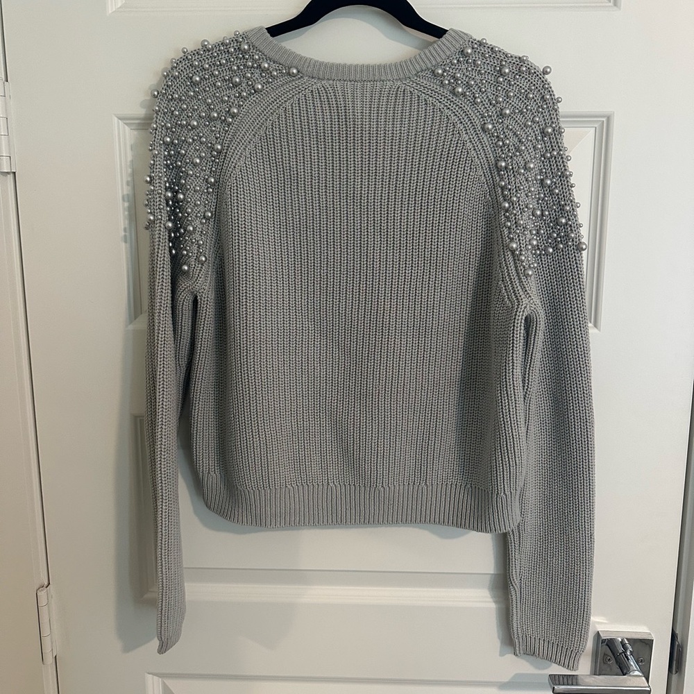 NWT Michelle Mason Faux Pearl-embellished Cotton Sweater - Picture 3 of 4